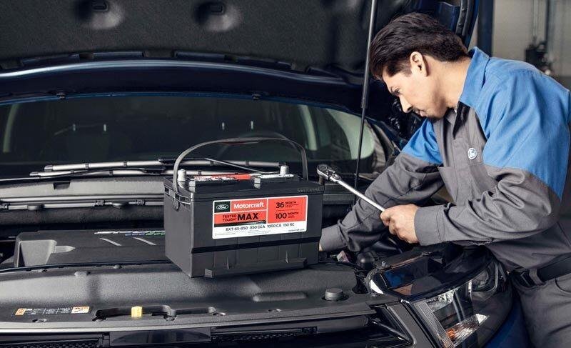 Motorcraft battery replacement service in Qatar by AAQATAR at roadside