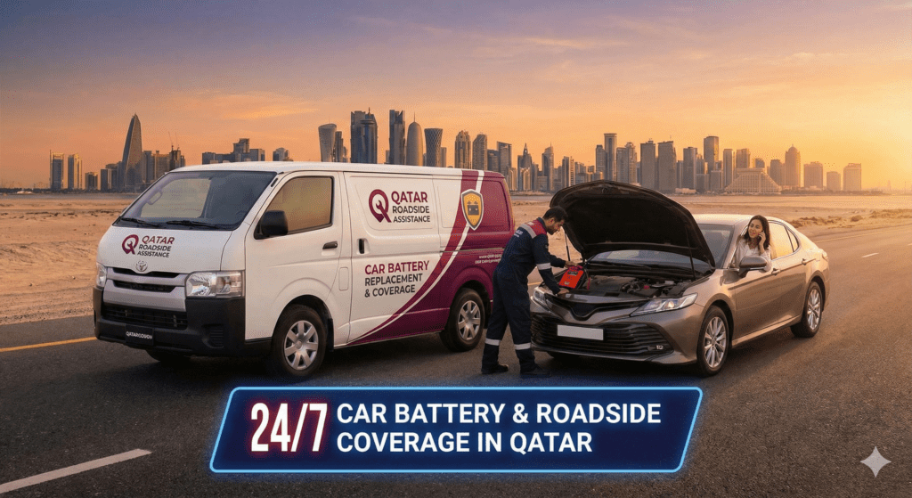 Car battery replacement service in Qatar by AAQATAR at roadside