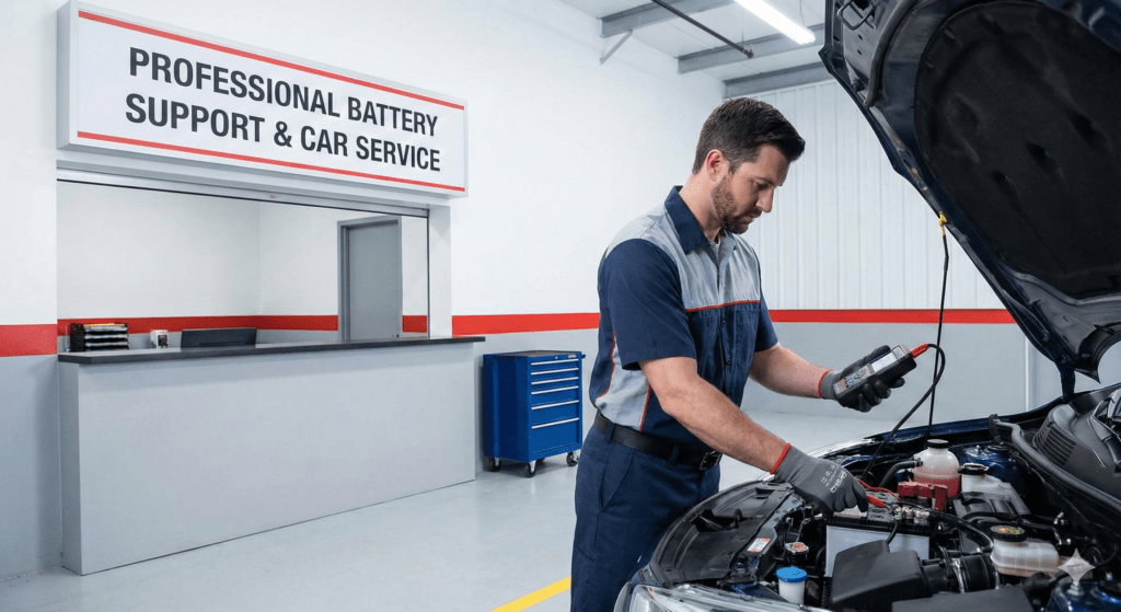 Battery jump start service in Qatar by AAQATAR for dead car battery