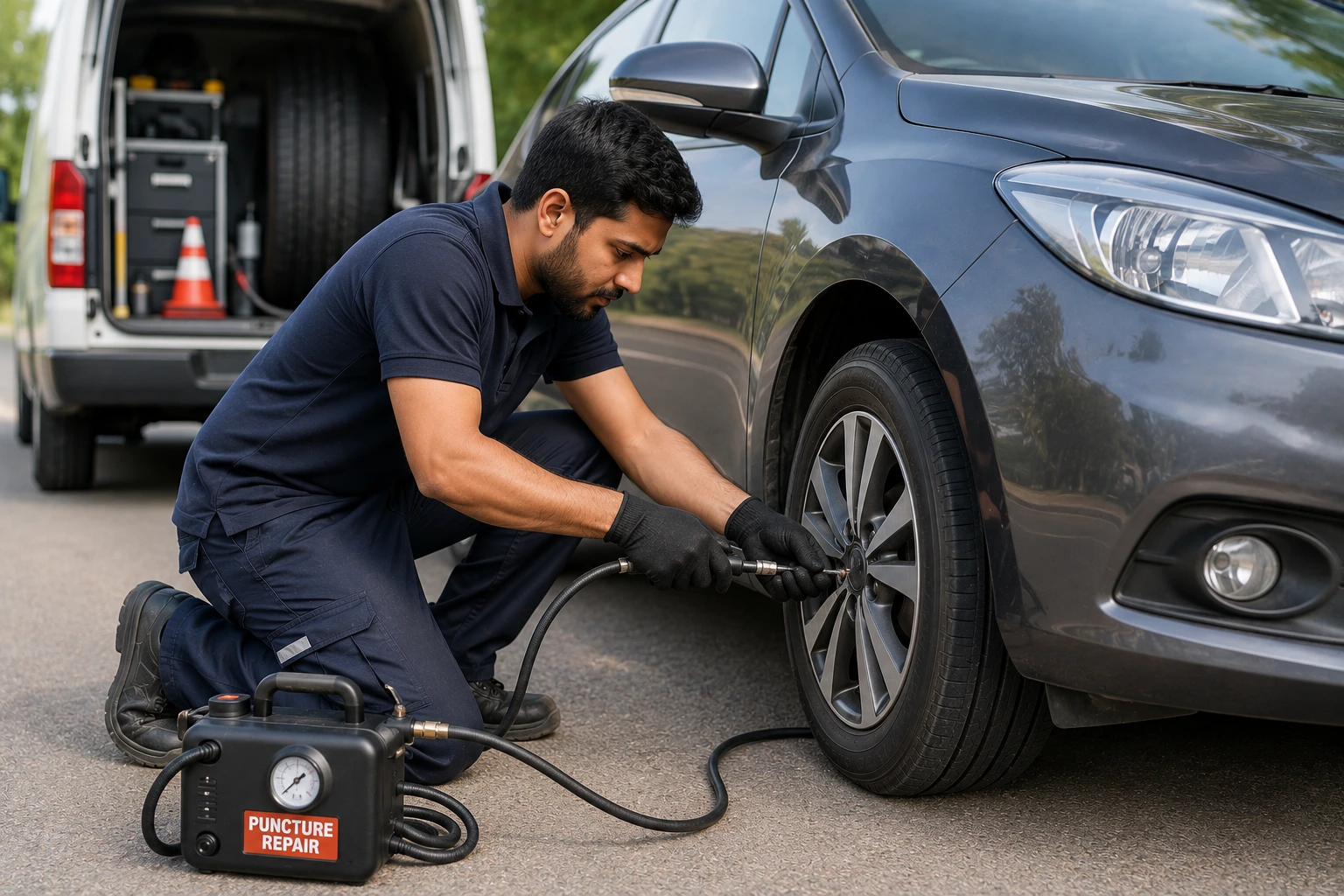 Mobile tyre puncture repair in Qatar — AA Qatar on-site tyre fix
